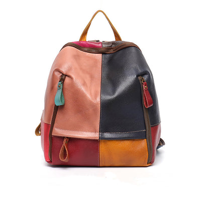 Mochila Cómoda con Paneles de Contraste en Cuero - Image 4