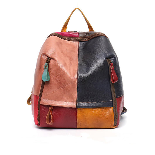 Mochila Cómoda con Paneles de Contraste en Cuero - Image 4