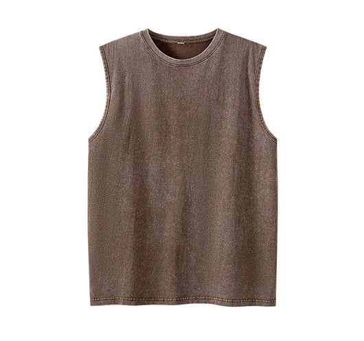 Camiseta sin mangas suelta desgastada estilo americano para hombre - Image 20