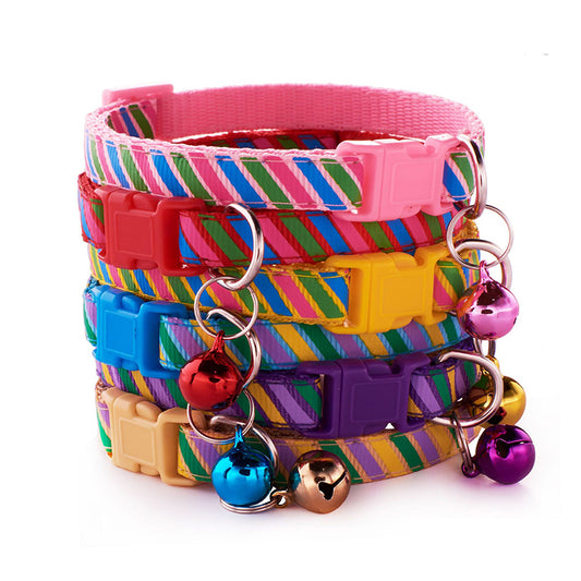 Campanas para Mascotas con Collar de Tela Estampada