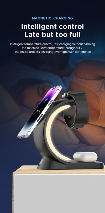 Cargador Inalámbrico Magnético 4 en 1 con Luz Ambiente para iPhone, Apple Watch y AirPods Pro - Image 22