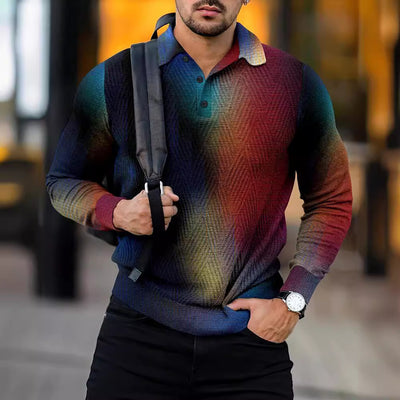 Camisa Casual con Estampado Digital y Cuello Solapa para Hombre - Image 3