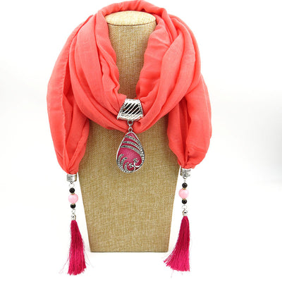 Bufanda Étnica Pavo Real con Borla de Gema - Chal Otoño Invierno para Mujer - Image 10