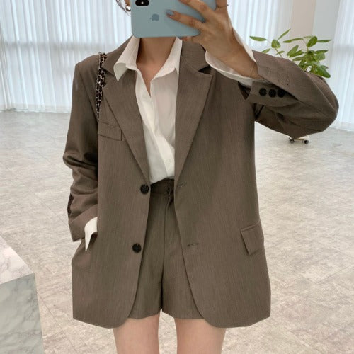 Blazer Suelto Primavera con Short A-Line de Cintura Alta para Mujer - Image 4