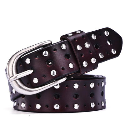 Cinturón de Cuero Genuino para Mujer con Remaches Punk - Estilo Europeo y Americano - Image 14
