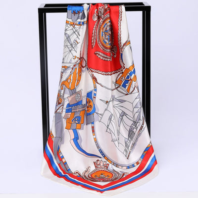 Pañuelo de Seda Estampado Náutico - Bufanda Fashion Versátil - Image 3