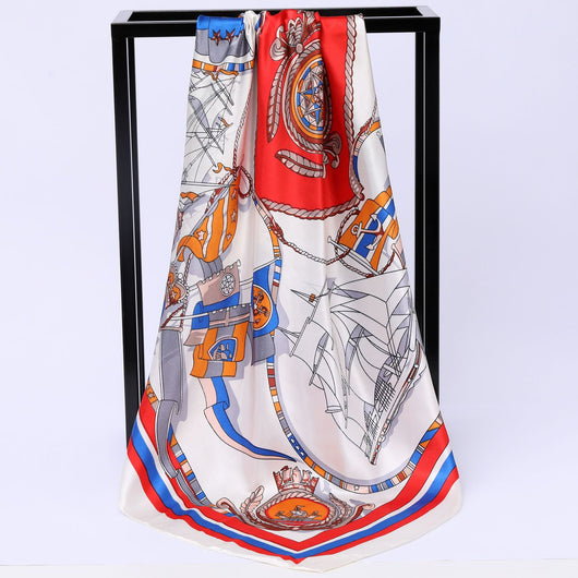 Pañuelo de Seda Estampado Náutico - Bufanda Fashion Versátil - Image 3