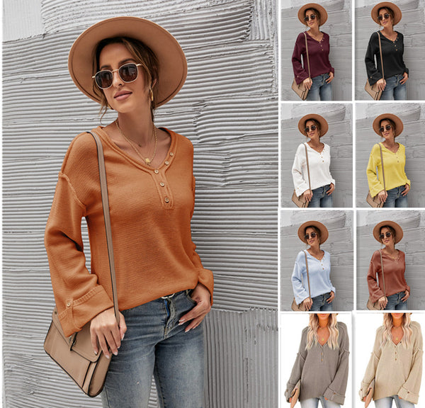 Suéter Pullover de Acrílico Liso para Mujer - Otoño Invierno