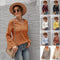 Suéter Pullover de Acrílico Liso para Mujer - Otoño Invierno