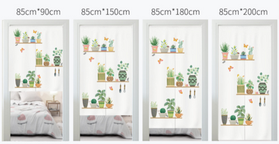 White fabric door curtain with a 'Hello Spring' design featuring a cute rabbit, colorful floral wreath, and mushroom. - Image 7