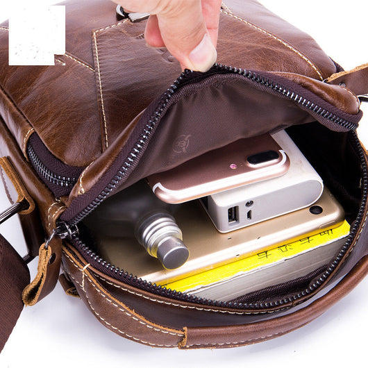 Bolsa Bandolera Retro de Cuero Genuino para Hombre - Image 10