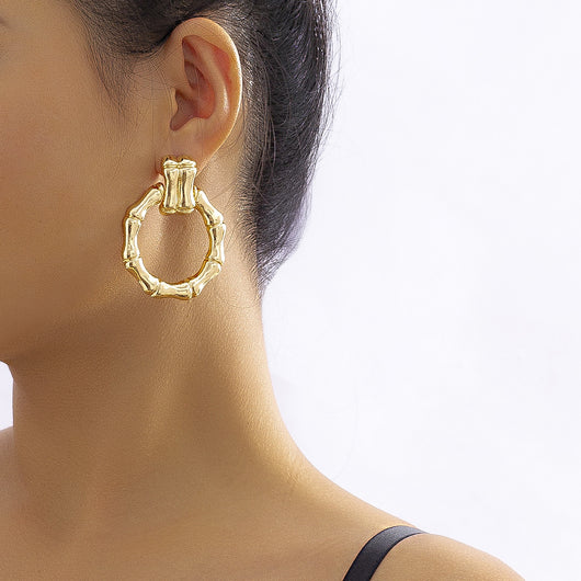 Aretes Redondos de Bambú Estilo Hip Hop - Image 10