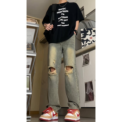 Jeans Vintage Lavados para Hombre - Estilo Retro Americano - Image 3