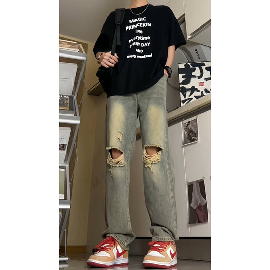 Jeans Vintage Lavados para Hombre - Estilo Retro Americano - Image 3