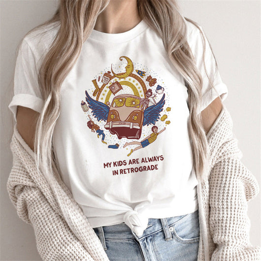 Camiseta Estampado Tarot Femenino - Tops Cartoon para Mujer - Image 6