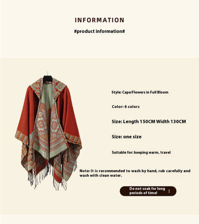 Poncho Étnico Desértico de Cashmira Artificial para Otoño e Invierno - Image 13