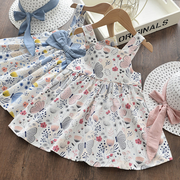 Vestido de Algodón Estampado para Niña con Mariposas