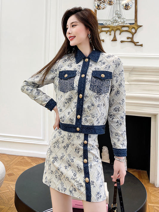 Conjunto de Falda Corta Estilo Vaquero Universitario Dos Piezas