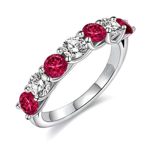 Anillo Apilable 7 Diamantes Rojo y Azul Esmeralda - Image 11