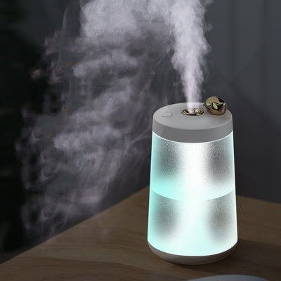 Cute cat-themed USB desktop humidifier with a pink top and base, frosted clear body, and gold cat ear accent. - Image 4