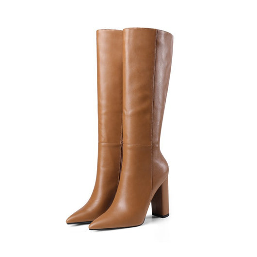 Botas Altas de Tacón Grueso Punta Afilada para Otoño e Invierno - Image 16