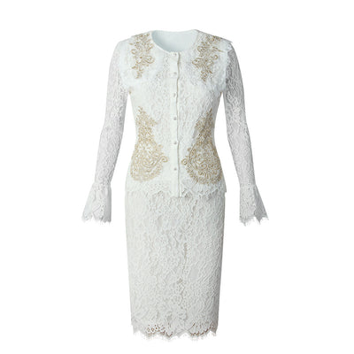 Traje de Encaje Blanco Elegante para Mujer - Image 17