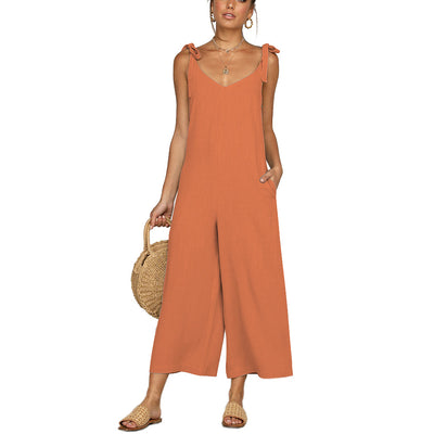 Pantalones Casuales de Pierna Ancha con Tirantes para Mujer - Image 14