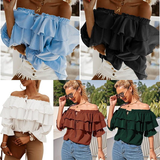 Blusa Casual de Manga Larga Superpuesta para Mujer