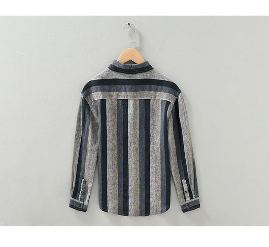 Camisa de Lino para Hombre con Mangas Largas y Rayas a Juego - Image 16