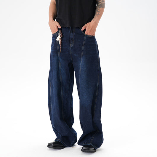 Jeans Pantalón Ancho Azul Oscuro Desgastado Machete - Image 15