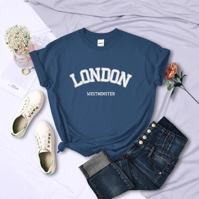 Blusa Fresca de Verano con Letras - Manga Corta Transpirable