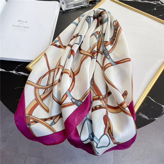 Pañuelo de Seda Estampado con Rayas - Versátil y Combinable - Image 37