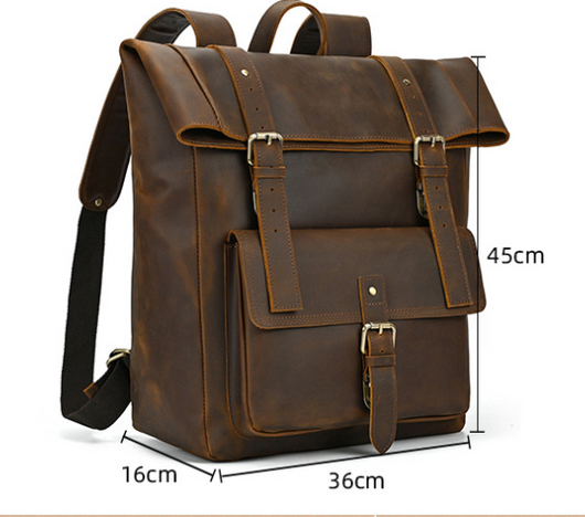 Mochila de Cuero Genuino Retro para Hombre - Gran Capacidad de Viaje - Image 11