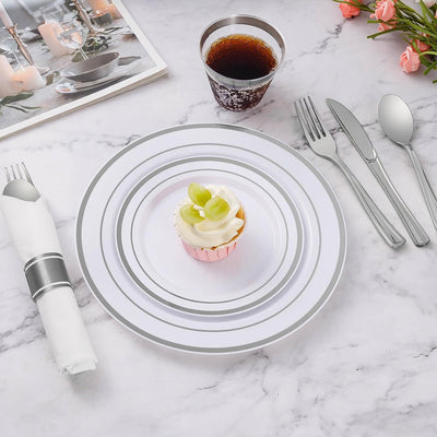Juego de Vajilla Desechable Premium con Copa, Cubiertos y Plato Calado - Image 30