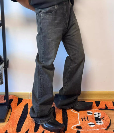 Jeans Negros Delavados Acampanados para Hombre - Image 11