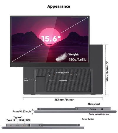 Monitor Portátil Ajustable de 156 Pulgadas con Soporte - Image 12