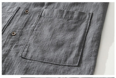 Camisa Ligera de Algodón, Lino y Ramio con Solapa - Manga Corta - Image 29