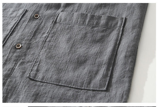 Camisa Ligera de Algodón, Lino y Ramio con Solapa - Manga Corta - Image 29