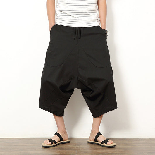 Pantalones Holgados Retro de Algodón y Lino para Hombre - Image 3