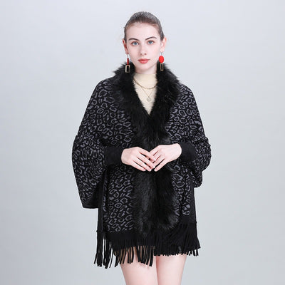Chal Tejido con Cuello de Pelaje Sintético para Otoño e Invierno - Image 2
