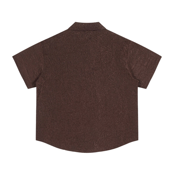 Camisa de Manga Corta con Textura Plisada