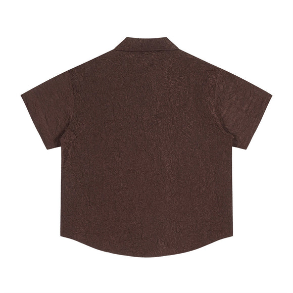 Camisa de Manga Corta con Textura Plisada