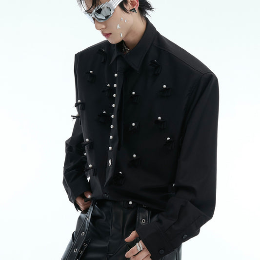 Cardigan Suelto Acolchado con Detalles de Perlas para Hombre - Image 2