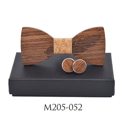 Gemelos de Negocio con Tallado de Pluma - Juego de Hebillas de Madera - Image 11