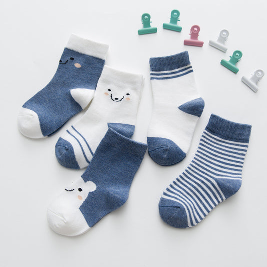 Calcetines de Bebé de Algodón con Ositos Lindos a Rayas