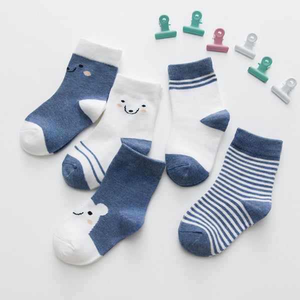 Calcetines de Bebé de Algodón con Ositos Lindos a Rayas