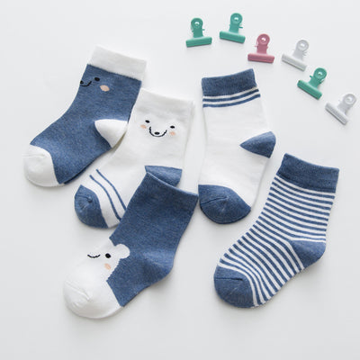 Calcetines de Bebé de Algodón con Ositos Lindos a Rayas