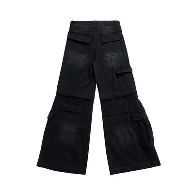 Overol Denim Vintage Desgastado con Bolsillos Múltiples y Doble Uso - Image 38