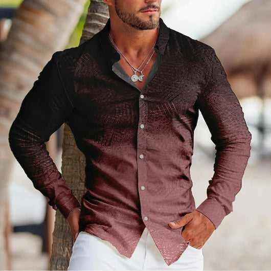 Camisa Estampada de Manga Larga con Solapa para Hombre - Image 18