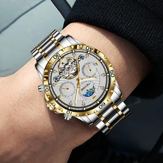 Reloj Mecánico Tourbillon Acero Inoxidable Resistente al Agua para Hombre
